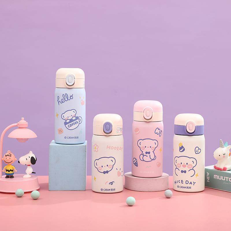 卡通304不锈钢儿童保温杯带提手便携吸管水杯高颜值女生杯子,餐饮具,保冷/保温杯,淘宝优惠券,粉丝福利购,淘宝优惠卷