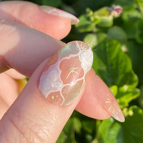 仙女风显白修手温柔纯手工穿戴甲