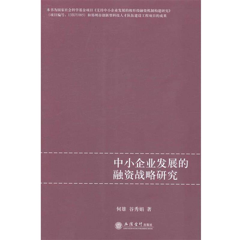 何熊 (作者),中小企业发展的融资战略研究（正版旧书包邮）立信会计出版社9787542940841