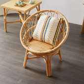 复古可旋转天然真藤椅摇椅儿童藤编小椅子家用靠背椅编织单人休闲