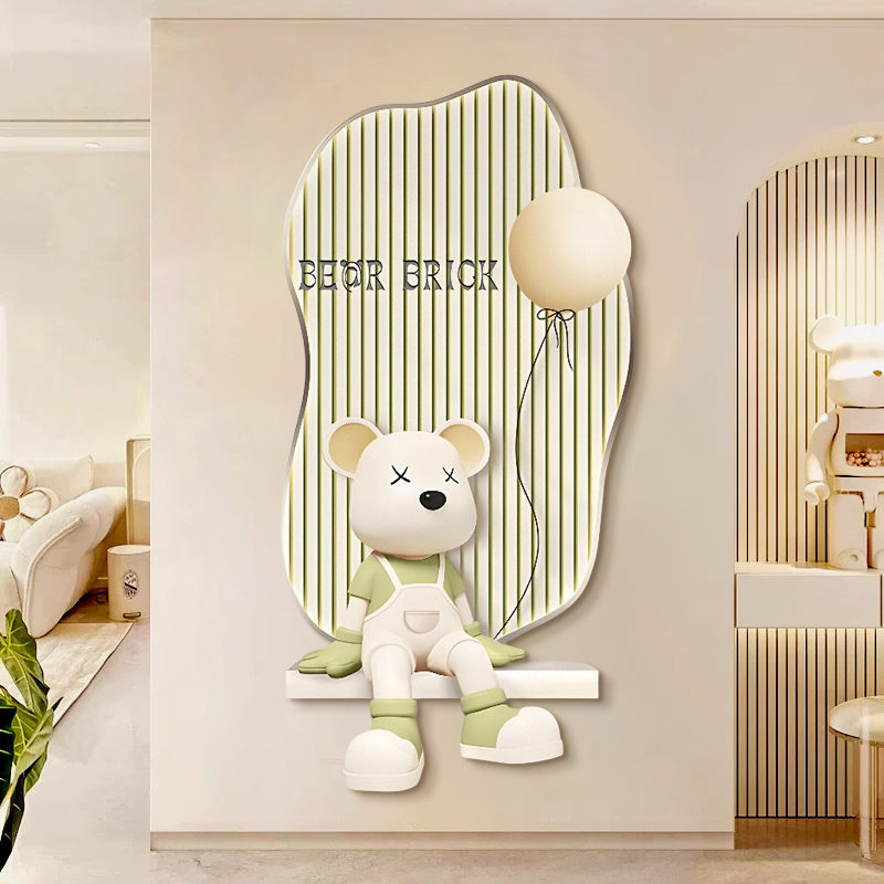 入户暴力熊玄关kaws装饰画带灯潮牌门厅儿童房挂画轻奢走廊过道壁