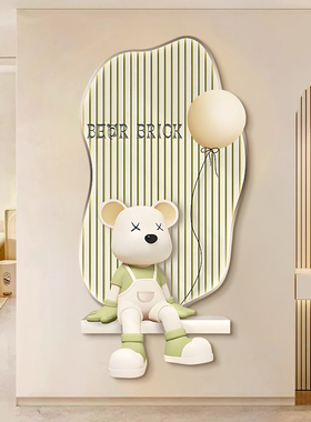 入户暴力熊玄关kaws装饰画画带灯潮牌门厅儿童房挂画画轻奢走廊过