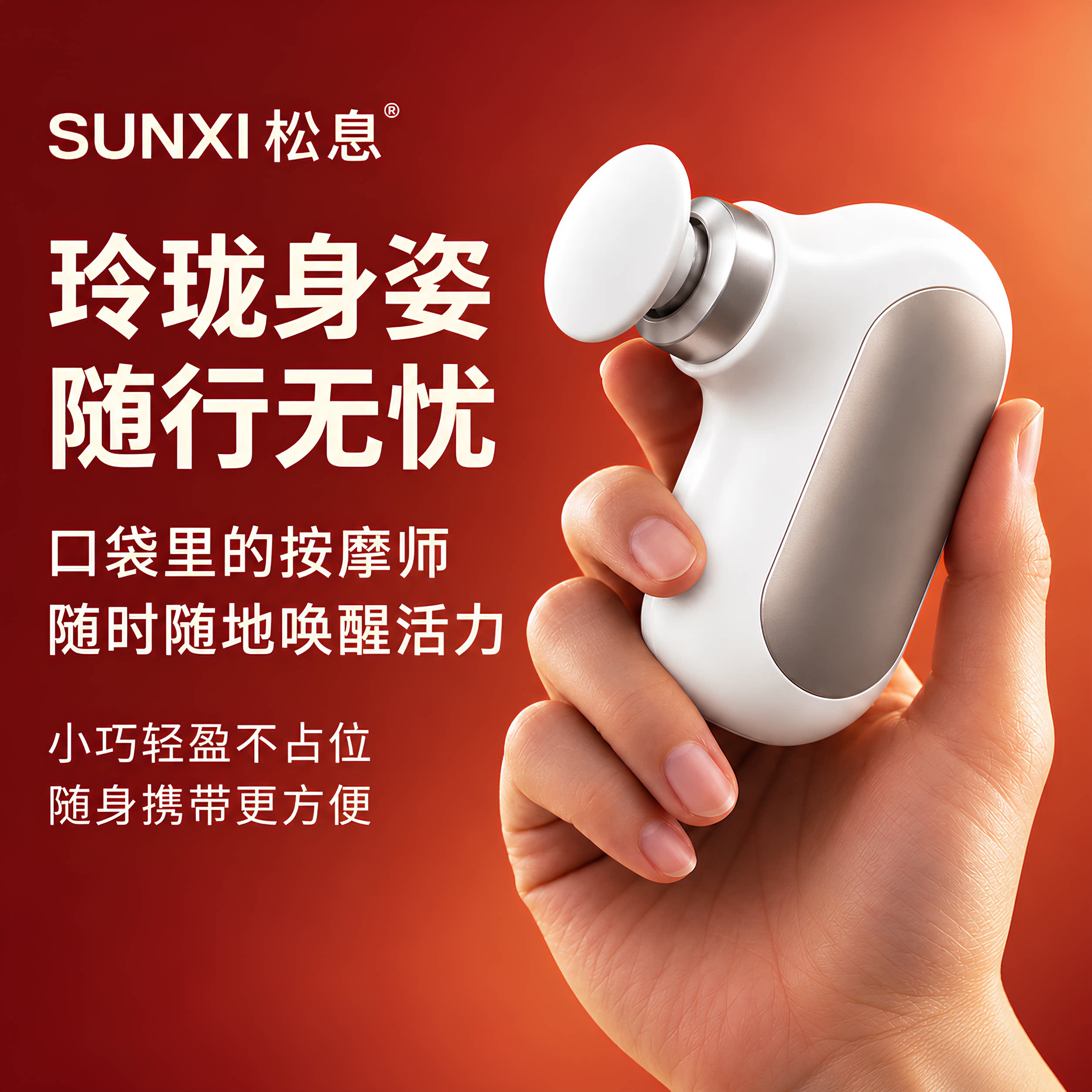 德国SUNXI便携按摩仪女生迷你Mini肩颈按摩器办公出差旅行筋膜枪