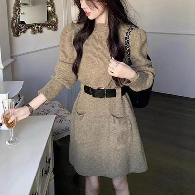 小个子收腰泡泡袖针织毛