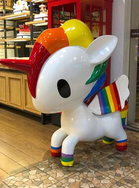 网红创意ins独角兽装饰落地大型婚庆商场户外卡通玻璃钢雕塑摆件