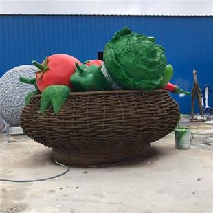 玻璃钢大菜篮子雕塑定制蔬菜篮花篮雕塑仿真蔬菜生态园景观农作物