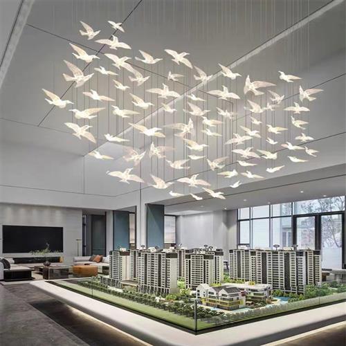 酒店大堂别墅楼梯大吊灯客厅餐厅沙盘商场个性酒店亚克力吊灯