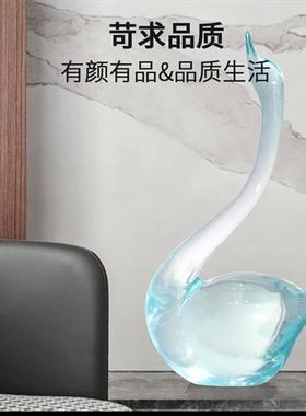 树脂水晶球情侣天鹅摆件现代轻奢家居玄关客厅酒柜电视柜装饰品