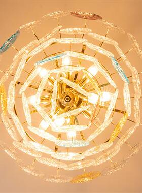 led吊灯新款现代彩色水晶吊灯现代主卧室灯欧式餐厅少女梦幻灯具