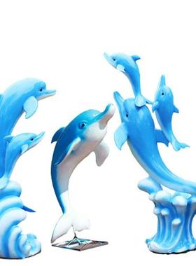 大型雕塑玻璃钢游泳池酒店售楼处景区幼儿园海洋动物仿真海豚摆件