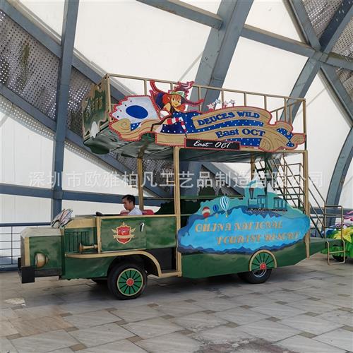 户外美陈雕塑动物雕像巡游花车美陈公园乐园游园车玻璃钢美陈