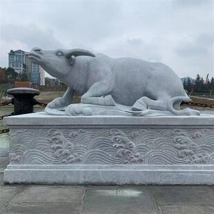 厂家石雕石牛雕塑摆件景区广场景观动物雕塑汉白玉耕田牛石雕雕塑