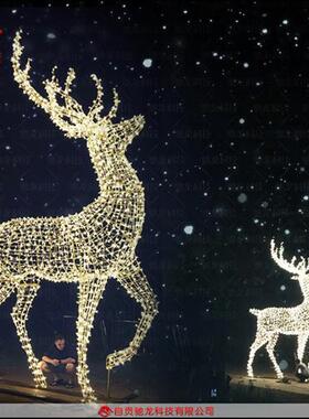 LED圣诞老人麋鹿雪橇灯光节造型花灯亮化美陈光雕彩灯定制公司
