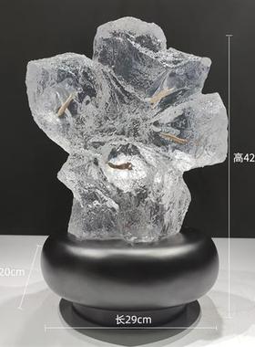透明树脂工艺品酒店会所客厅玄关石头摆件装饰样板房售楼别墅雕塑