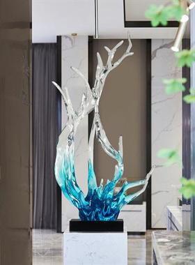 现代创意透明树脂摆件酒店售楼处家居玄关客厅办公室水花艺术雕塑