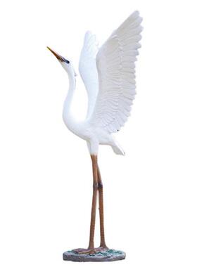 仿真白鹭雕塑户外装饰动物摆件园林水池景观玻璃钢仙鹤白鹤鸟模型