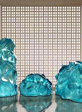 定制透明树脂景观石头摆件酒店售楼处别墅庭院落地雕塑软装工艺品