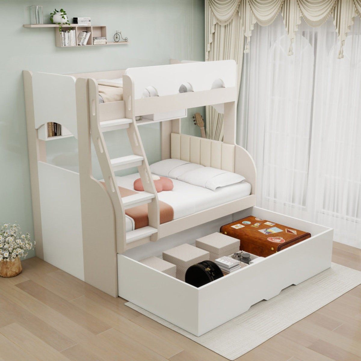 小户型双层床上下同宽子母床高低床储物床定制儿童板式收纳储物床,住宅家具,衣柜床,淘宝优惠券,粉丝福利购,淘宝优惠卷