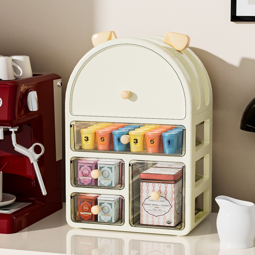 茶包收纳盒茶水间咖啡胶囊置物架吧台桌面多层零食茶叶防尘储物盒,收纳整理,桌面收纳盒,淘宝优惠券,粉丝福利购,淘宝优惠卷