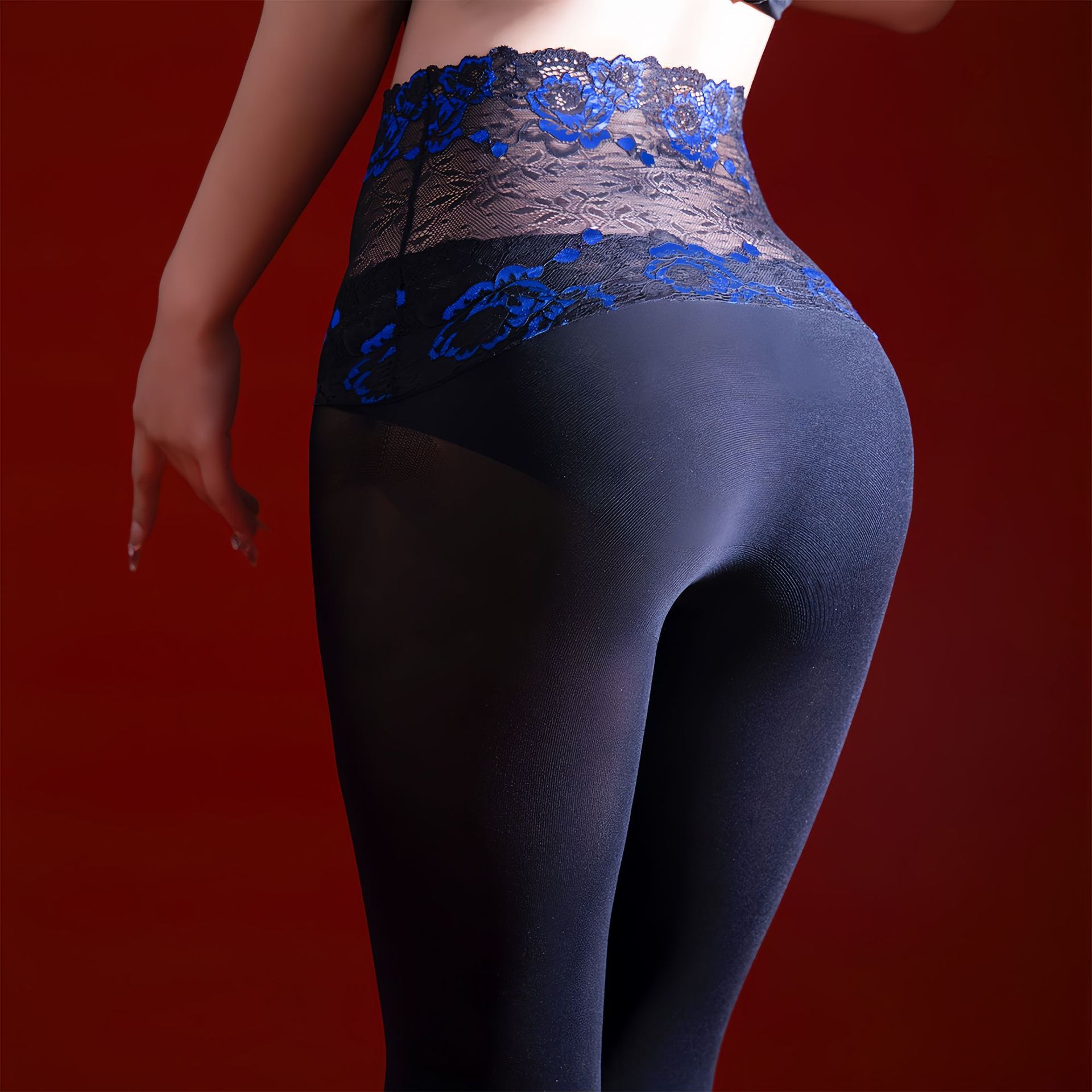 蕾丝高腰无缝深裆天鹅绒丝袜大码