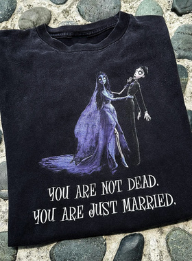 WHO CARE复古大百科Corpse Bride Movie blacktee僵尸新娘复古短T