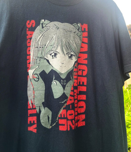 小领口！Asuka Langley Soryu blacktee明日香复古风RARE短袖T恤