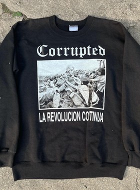 WHO CARE复古大百科Corrupted宽松高街氛围感圆领卫衣McFly美式潮