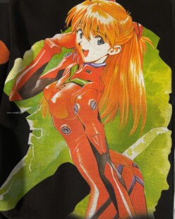 EVA Spray paint tee Asuka Langley Soryu明日香日系宽松短袖T恤