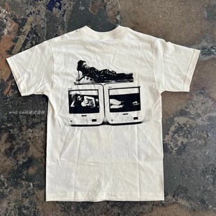WHO CARE复古大百科 白南准艺术高级感叠穿设计感落肩质感短袖T恤