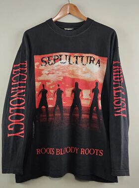 WHO CARE复古大百科SEPULTURA埋葬乐队长袖T恤宽松高街美式摇滚潮