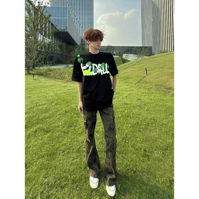 美式高街迷彩牛仔裤男款
