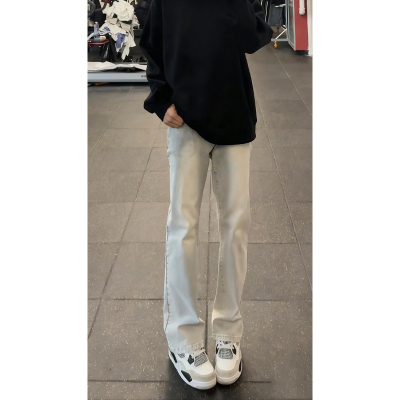 美式高街vibe微喇牛仔裤男秋冬加绒cleanfit水洗高级感直筒弯刀裤