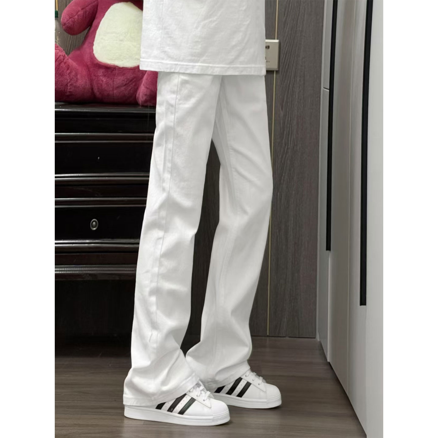 cleanfit白色高街牛仔裤男款