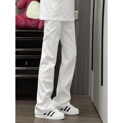 cleanfit白色高街牛仔裤男款