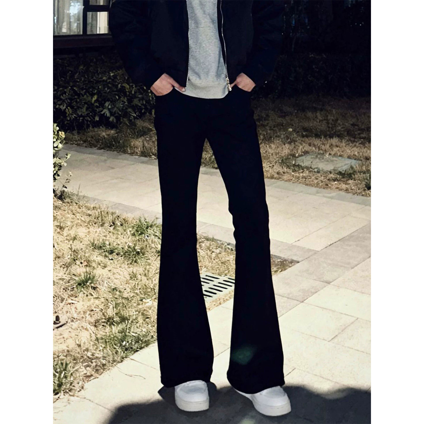 黑色微喇牛仔裤男美式高街vibe