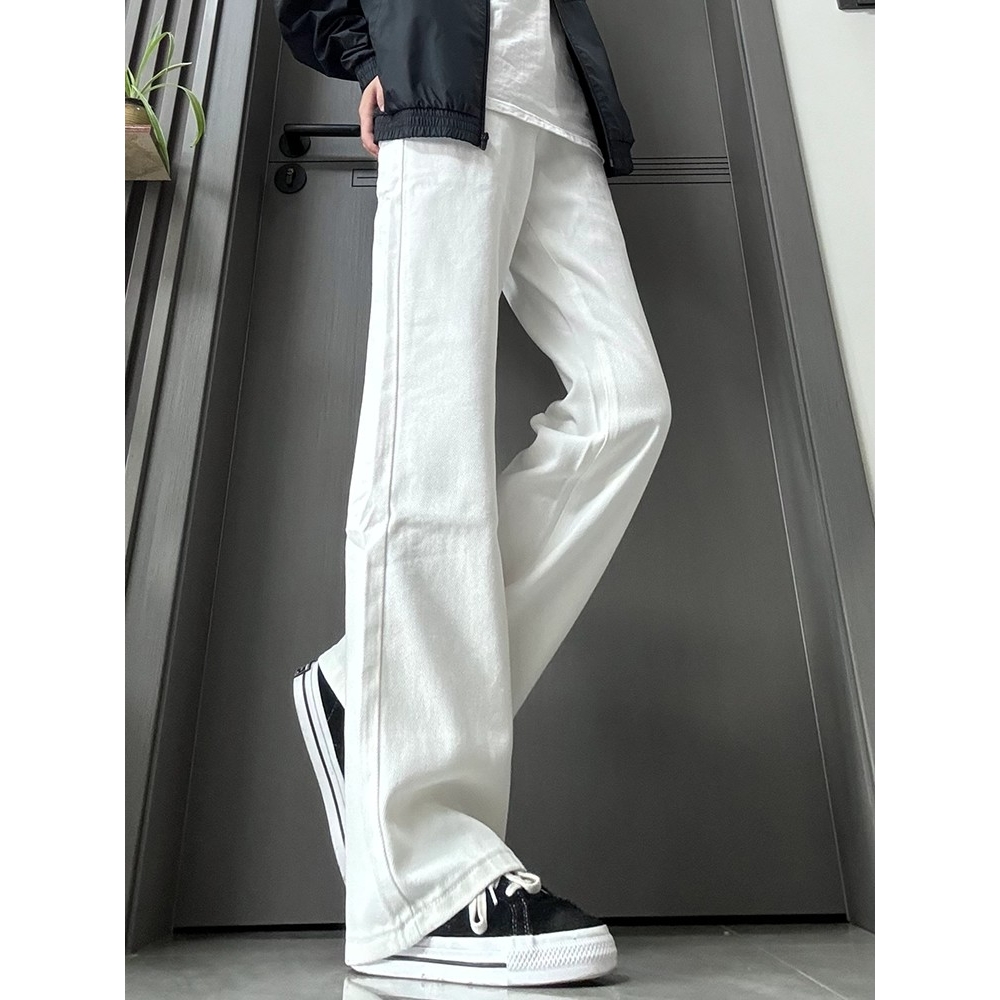 cleanfit白色高街微喇牛仔裤男