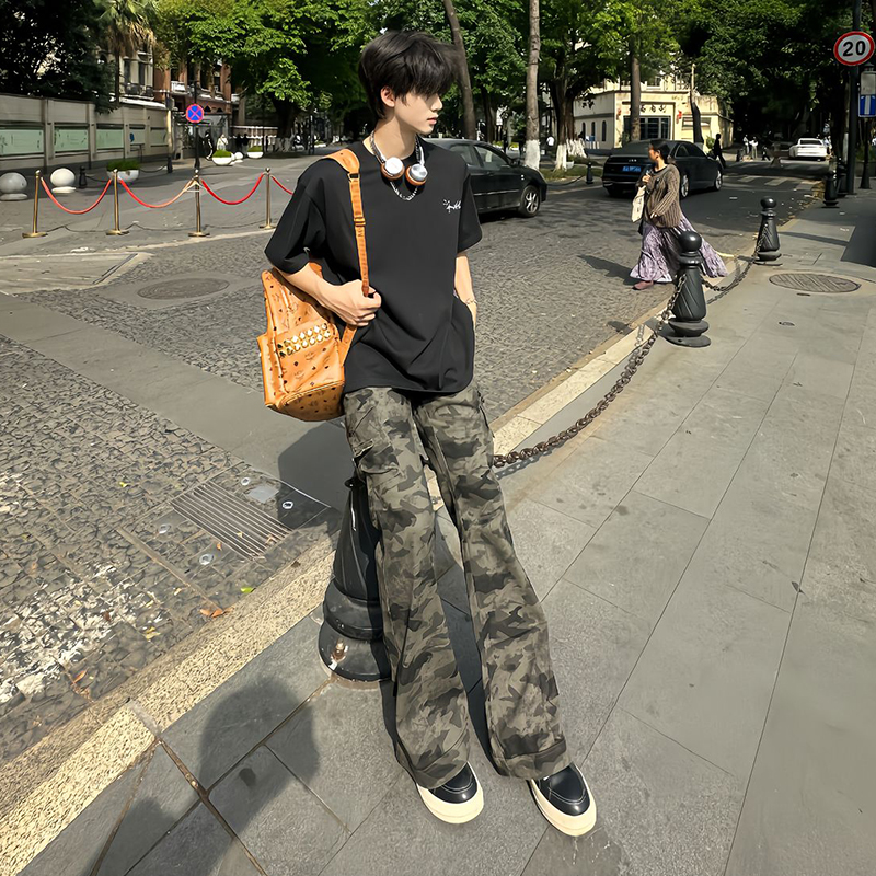 美式高街vibe迷彩裤子男款牛仔裤