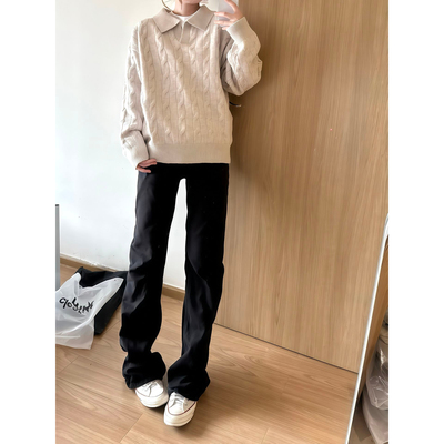 美式高街黑色牛仔裤男