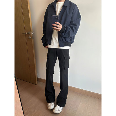 美式复古vibe黑色弯刀牛仔裤男