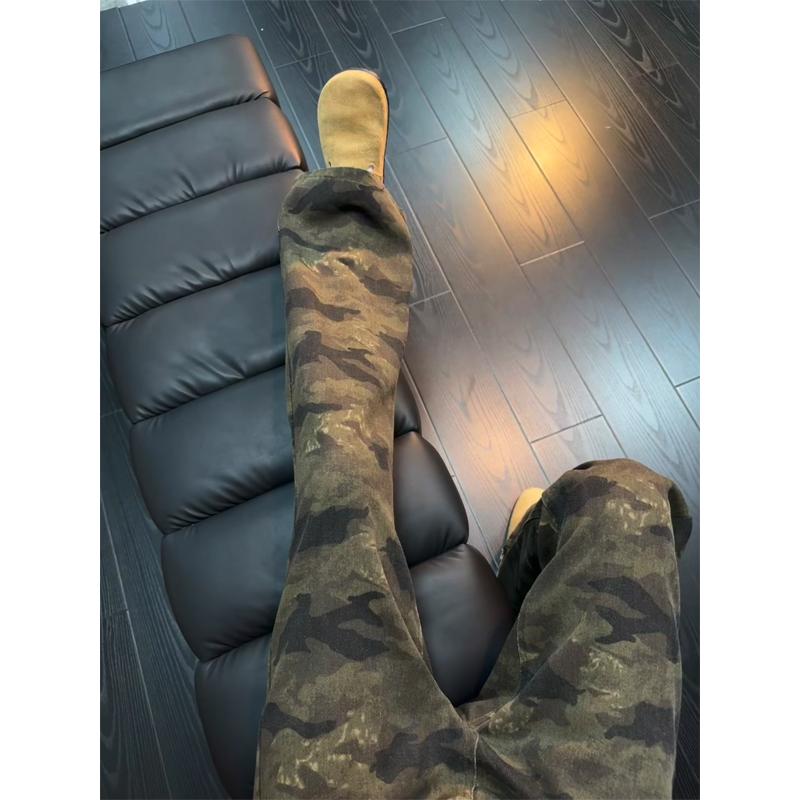 美式高街vibe迷彩牛仔裤男