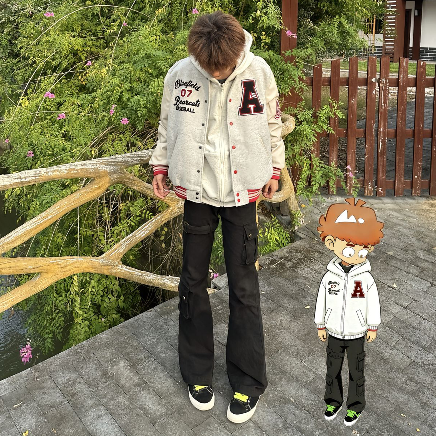 美式vibe绑带微喇牛仔裤男款