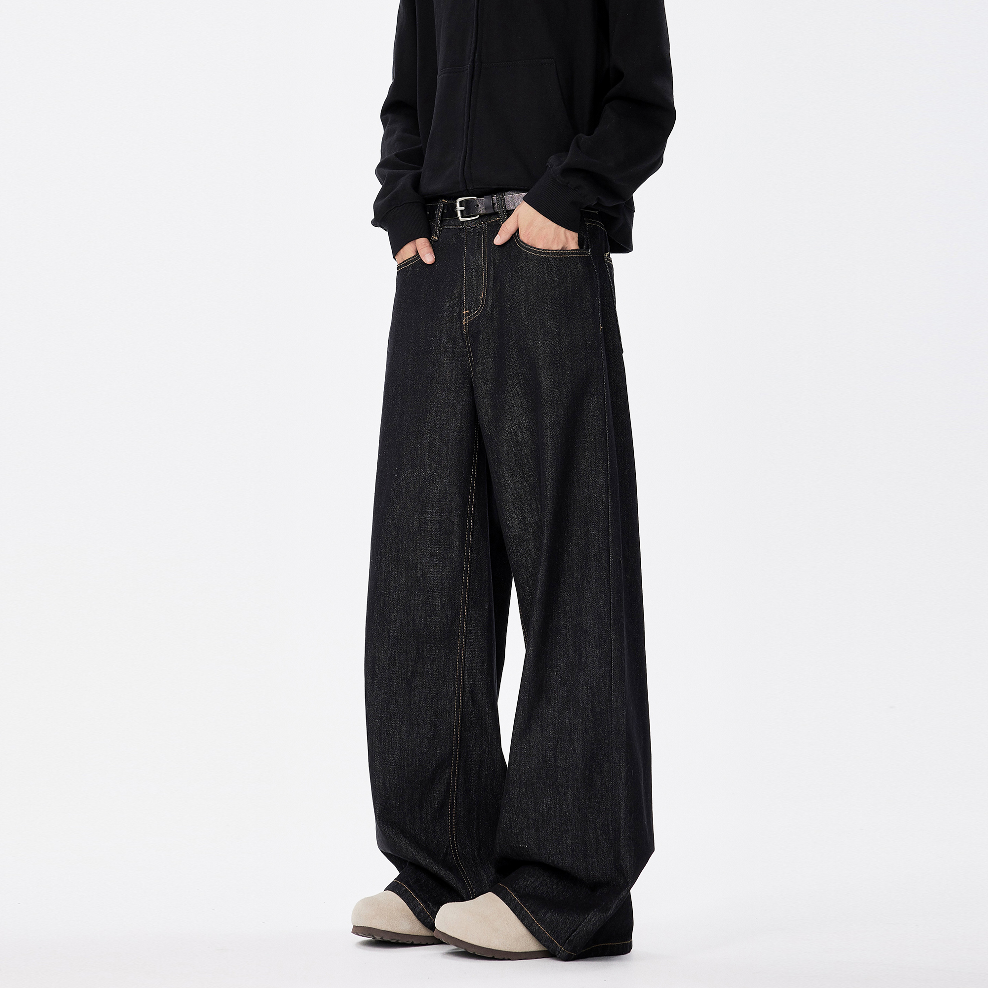 美式复古cleanfit阔腿牛仔裤男