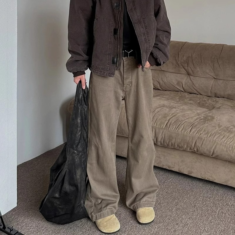 美式复古美拉德穿搭牛仔裤男