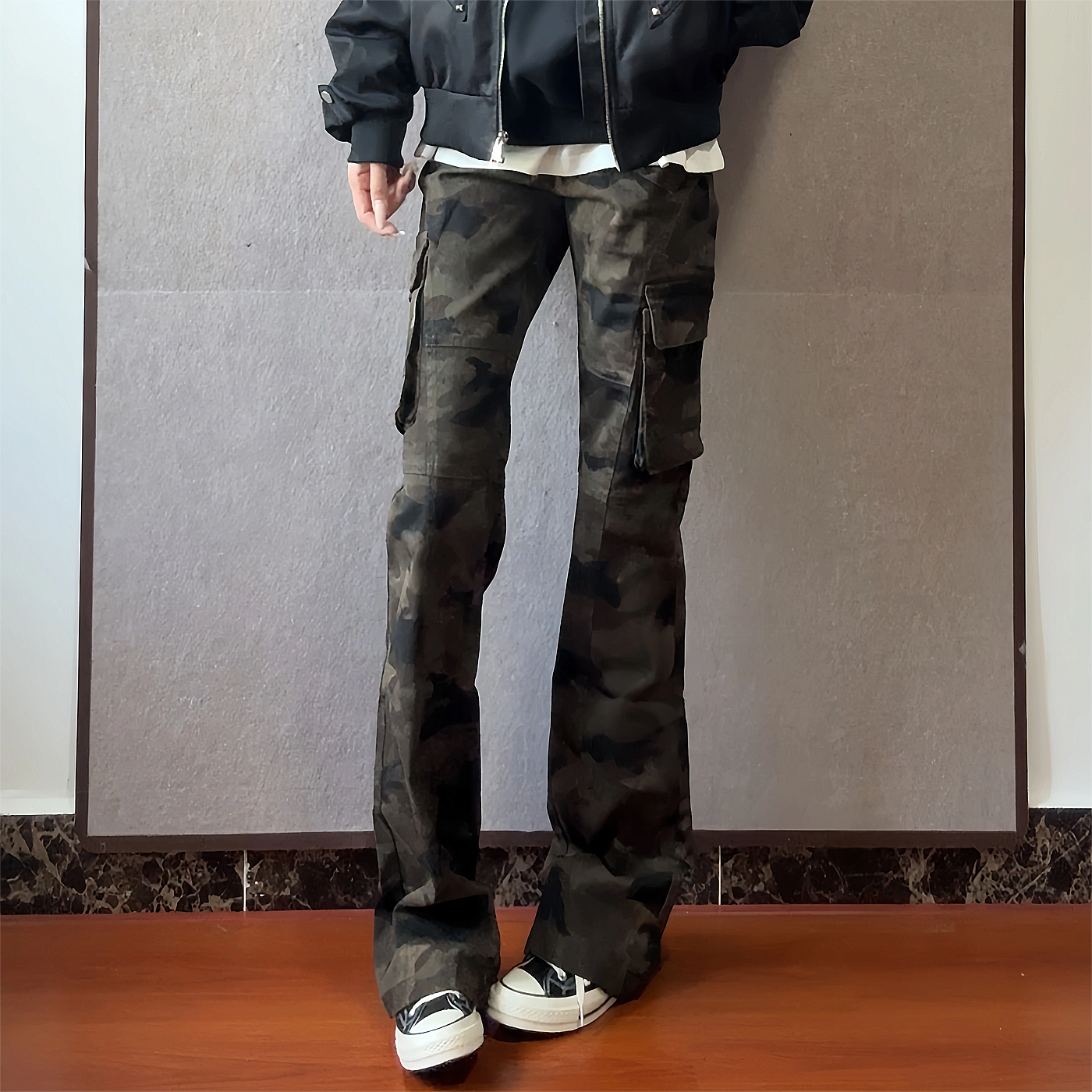 美式复古迷彩工装牛仔裤男