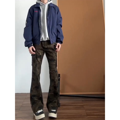 美式高街vibe迷彩牛仔裤男款