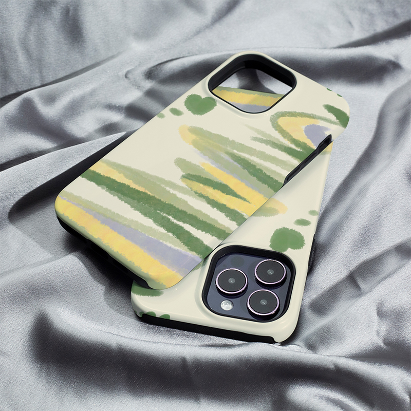 黄绿心晕染iphone16Promax手机壳13适用苹果15plus保护套菲林硬壳12mini二合一XS/XR高级11防摔7/8/SE2全包14