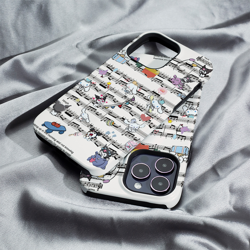 三丽鸥乐谱iphone16Promax手机壳13适用苹果15plus保护套菲林硬壳12mini二合一XS/XR高级11防摔7/8/SE2全包14