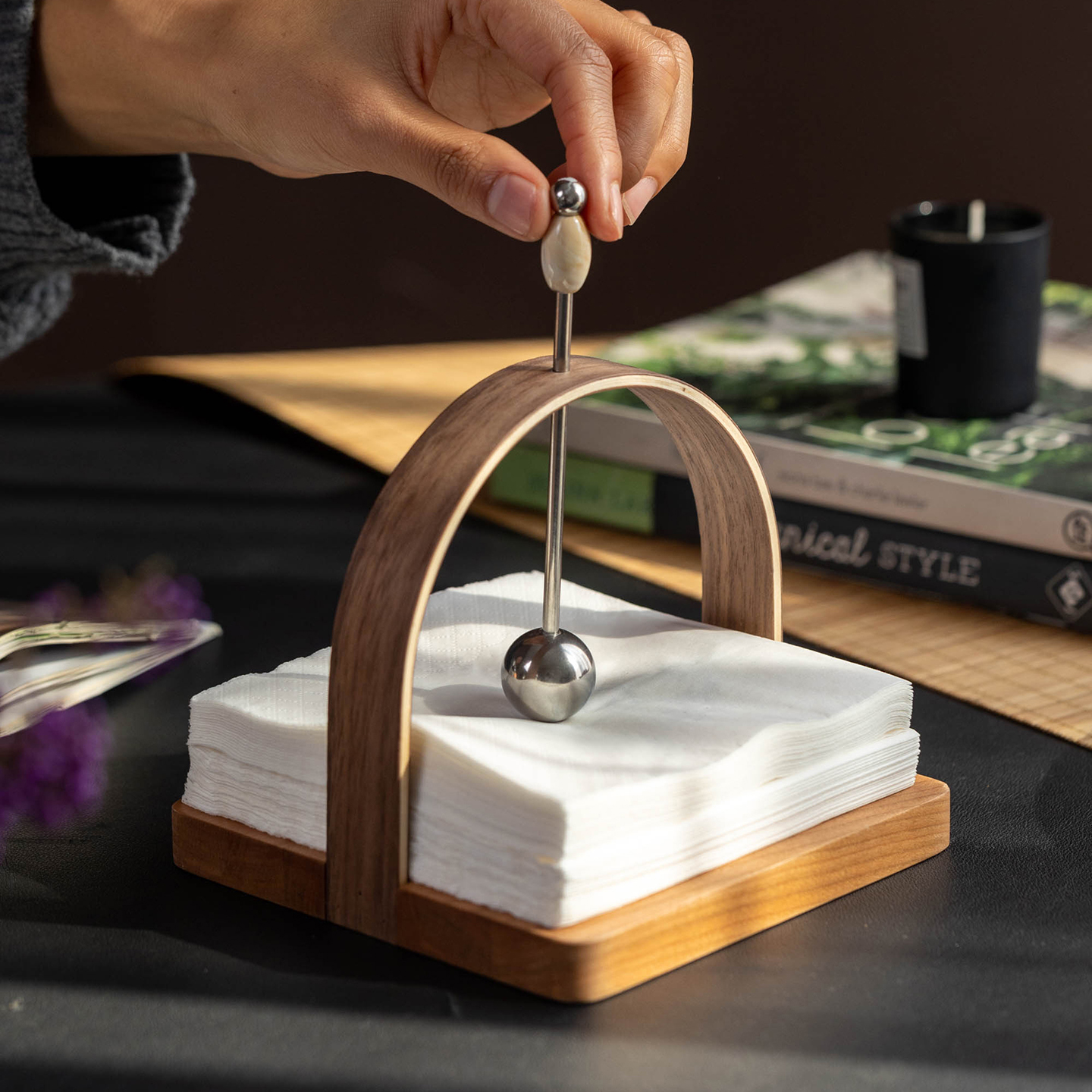 实木异形纸巾架桌面纸巾收纳架