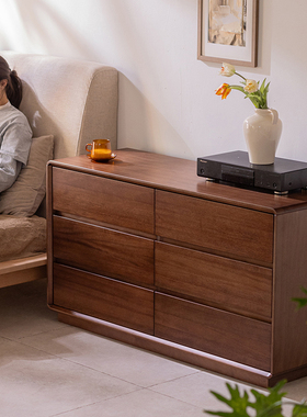 胡桃木斗柜卧室实木六斗柜床头收纳床尾床边储物柜衣物杂物收纳柜