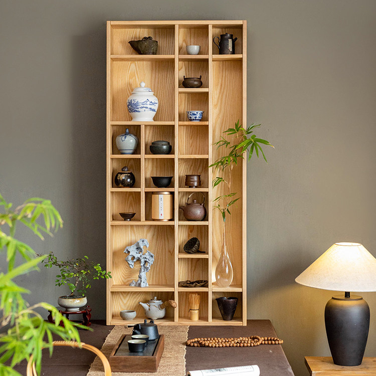 实木博古架多宝格杯子收纳新中式壁挂式茶具展示架茶室陈列置物架